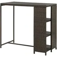 Selah Bar Table with Storage Rack - Brown, Poly Rattan