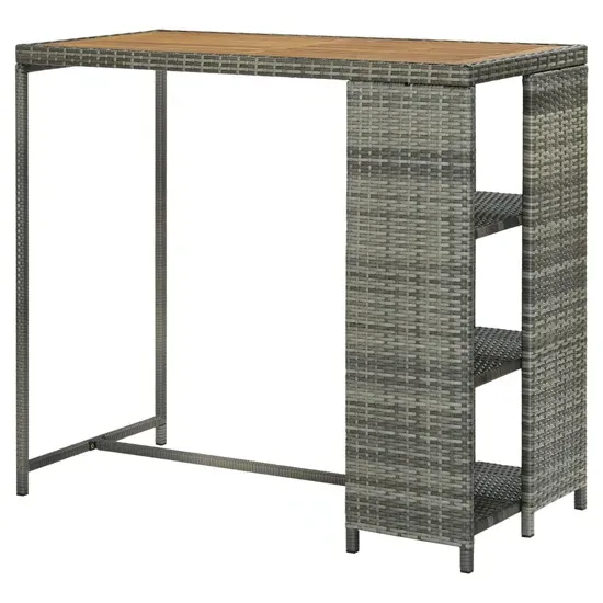 Selah Bar Table with Storage Rack - Grey, Acacia Wood