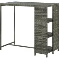 Selah Bar Table with Storage Rack - Grey, Poly Rattan