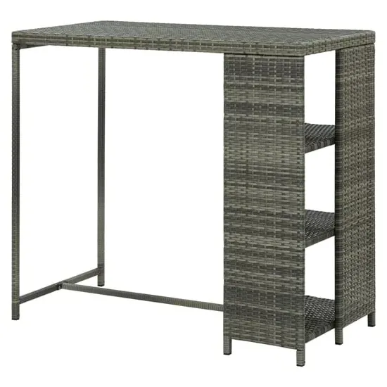 Selah Bar Table with Storage Rack - Grey, Poly Rattan image