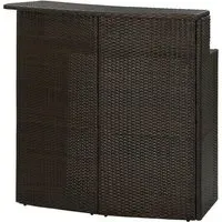 Selah Curved Bar Table with 2-Tier Top - Brown, Poly Rattan