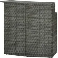 Selah Curved Bar Table with 2-Tier Top - Grey, Poly Rattan