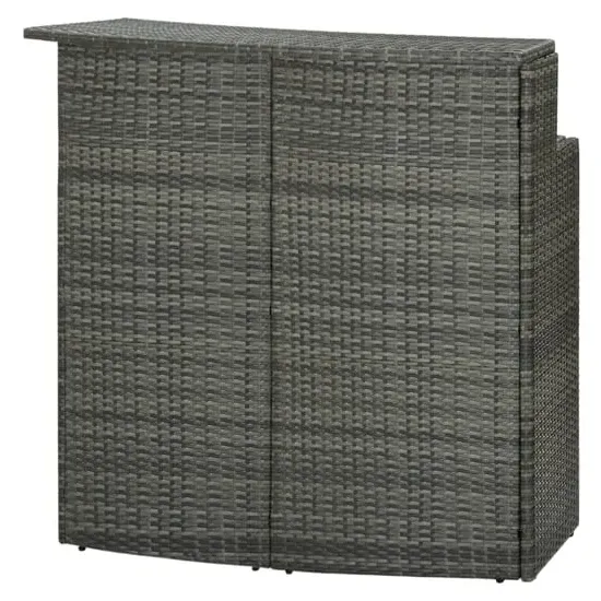 Selah Curved Bar Table with 2-Tier Top - Grey, Poly Rattan