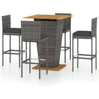 Selah Large Bar Table with 4 Audriana Chairs - Grey, Acacia
