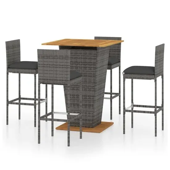 Selah Large Bar Table with 4 Audriana Chairs - Grey, Acacia image