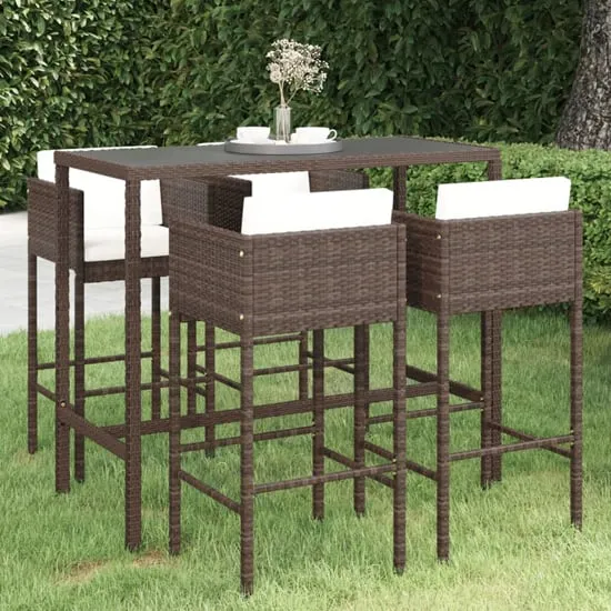 Selah Large Bar Table with 4 Avyanna Chairs - Brown, Glass
