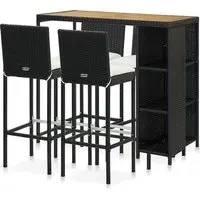 Selah Rattan Bar Table with 4 Audriana Chairs - Black, Acacia