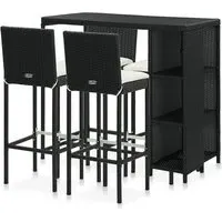 Selah Rattan Bar Table with 4 Audriana Chairs - Black
