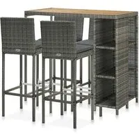 Selah Rattan Bar Table with 4 Audriana Chairs - Grey, Acacia