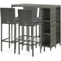 Selah Rattan Bar Table with 4 Audriana Chairs - Grey