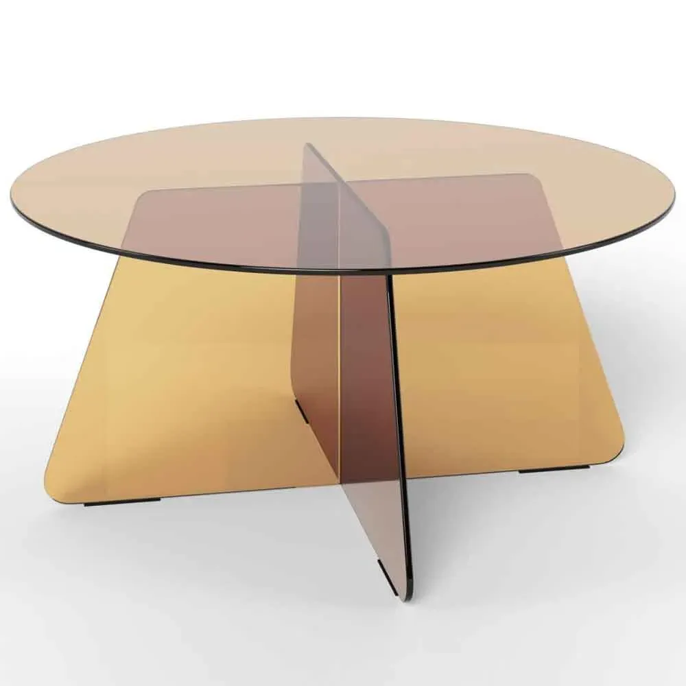 Selbyville Round Coffee Table - Brown, Tempered Glass product