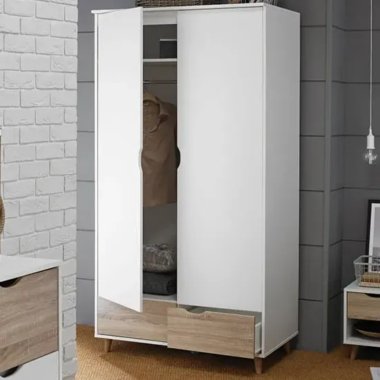 Selkirk 2-Door Wardrobe - White, Oak