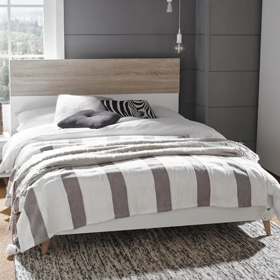 Selkirk Double Bed Frame - White, Oak