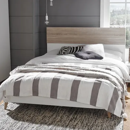 Selkirk King Size Bed Frame - White, Oak