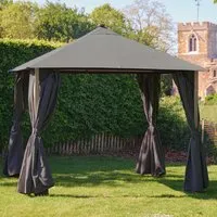 Selma 3m x 3m Fabric Gazebo with Solar Lights - Anthracite alternate view