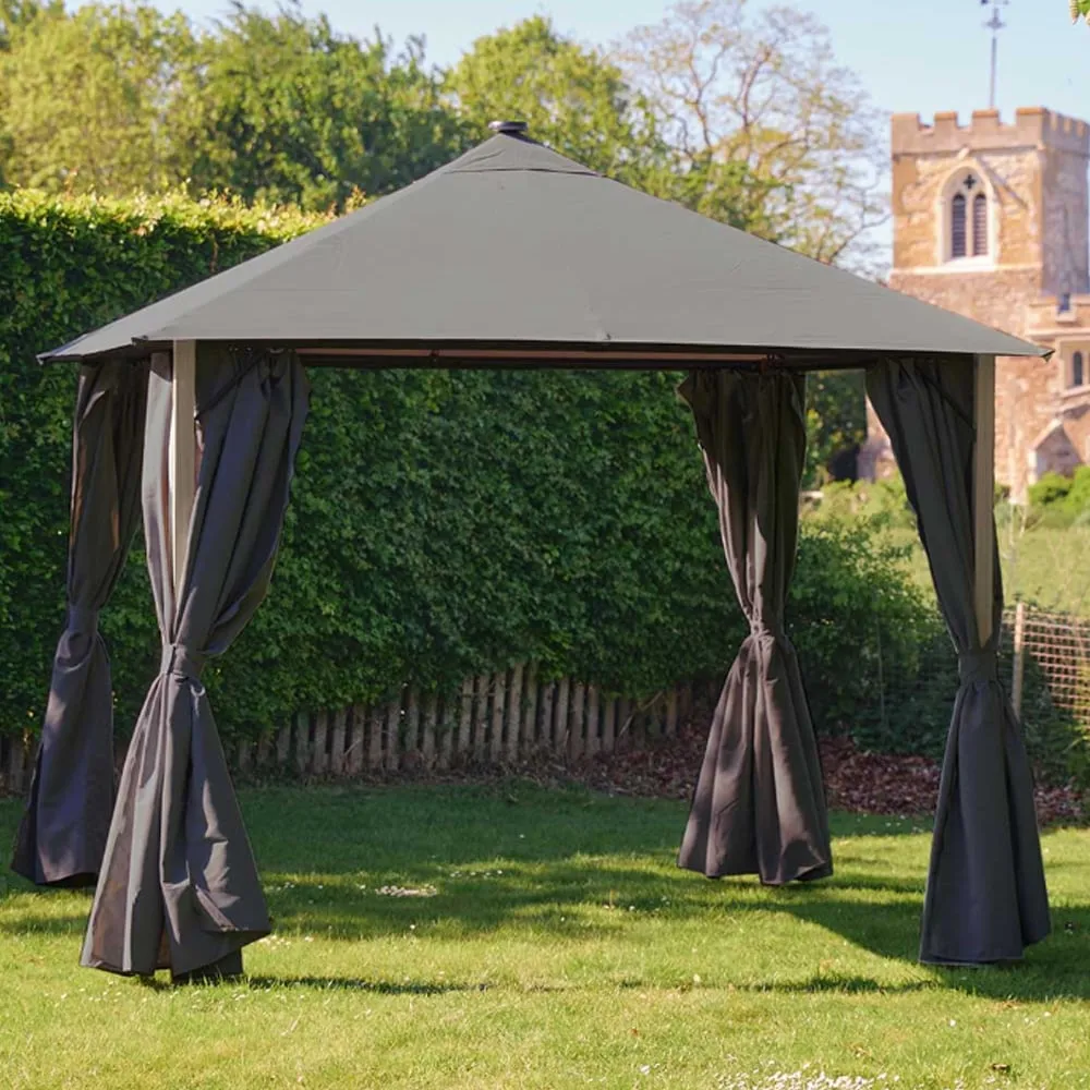 Selma 3m x 3m Fabric Gazebo with Solar Lights - Anthracite product