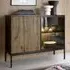 Selma Display Cabinet with 2 Doors - Black, Wotan Oak