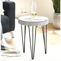 Selma Large Round Side Table - White, Mirror
