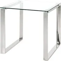 Selma Large Side Table - Clear Glass, Stainless Steel