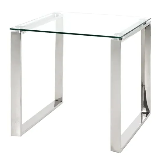 Selma Large Side Table - Clear Glass, Stainless Steel