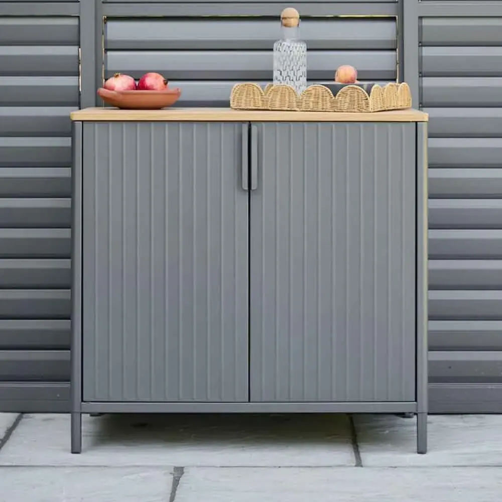 Selma Outdoor Storage Cabinet with 2 Doors - Grey, Steel product