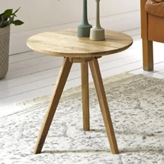 Selma Round Side Table - Oak, Solid Wood image