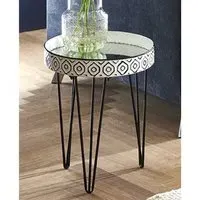 Selma Small Round Side Table - White, Mirror
