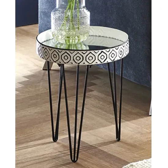 Selma Small Round Side Table - White, Mirror image