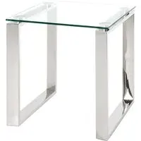 Selma Small Side Table - Clear Glass, Stainless Steel