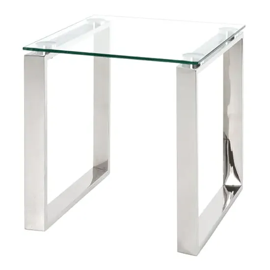 Selma Small Side Table - Clear Glass, Stainless Steel
