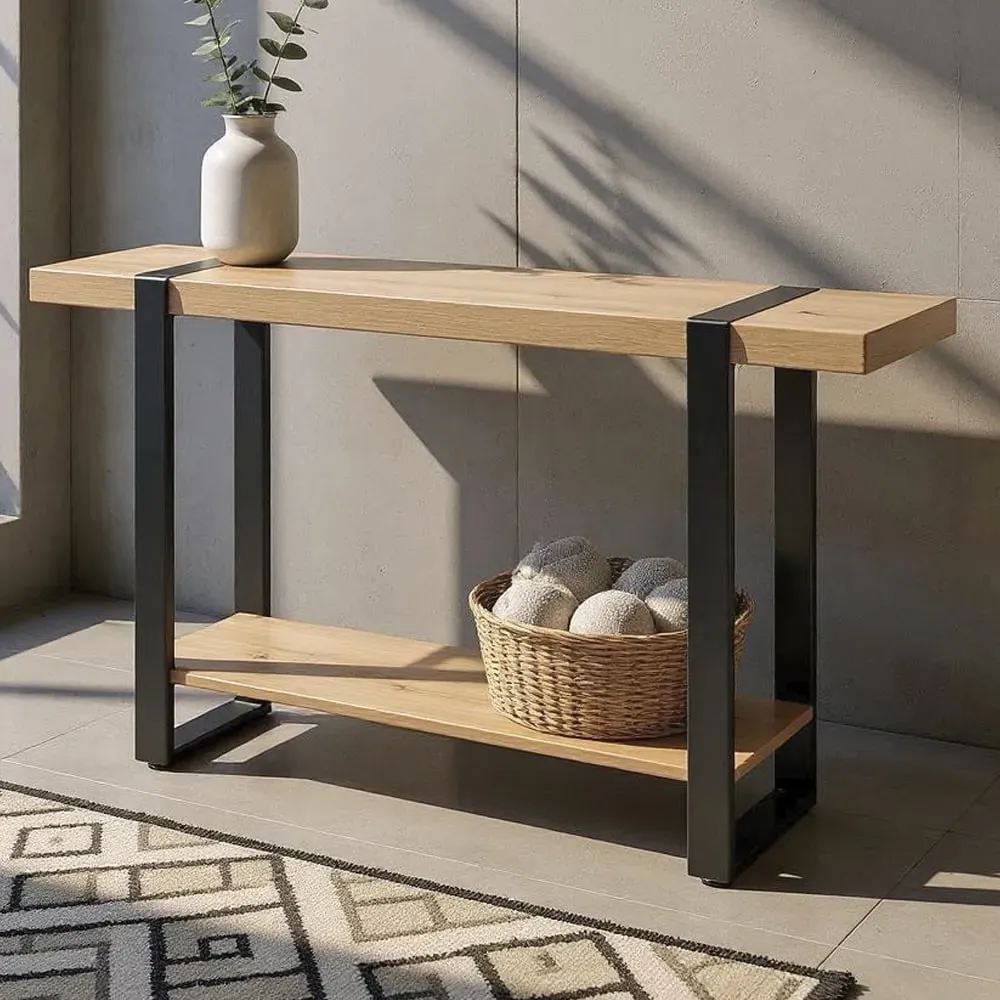 Senatobia Console Table - Black, Natural image