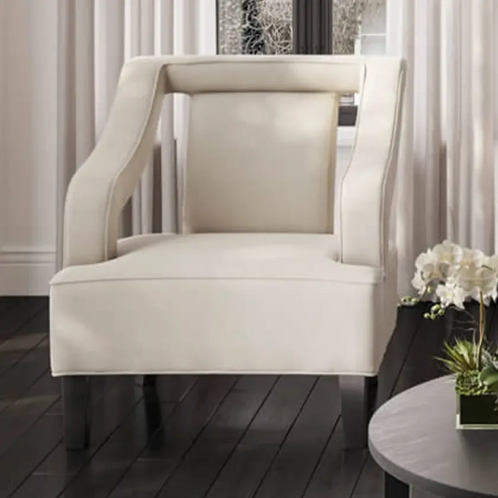 Senatobia Velvet Accent Chair - Ivory