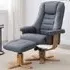 Seneca Reclining Chair with Stool - Blue, Leather