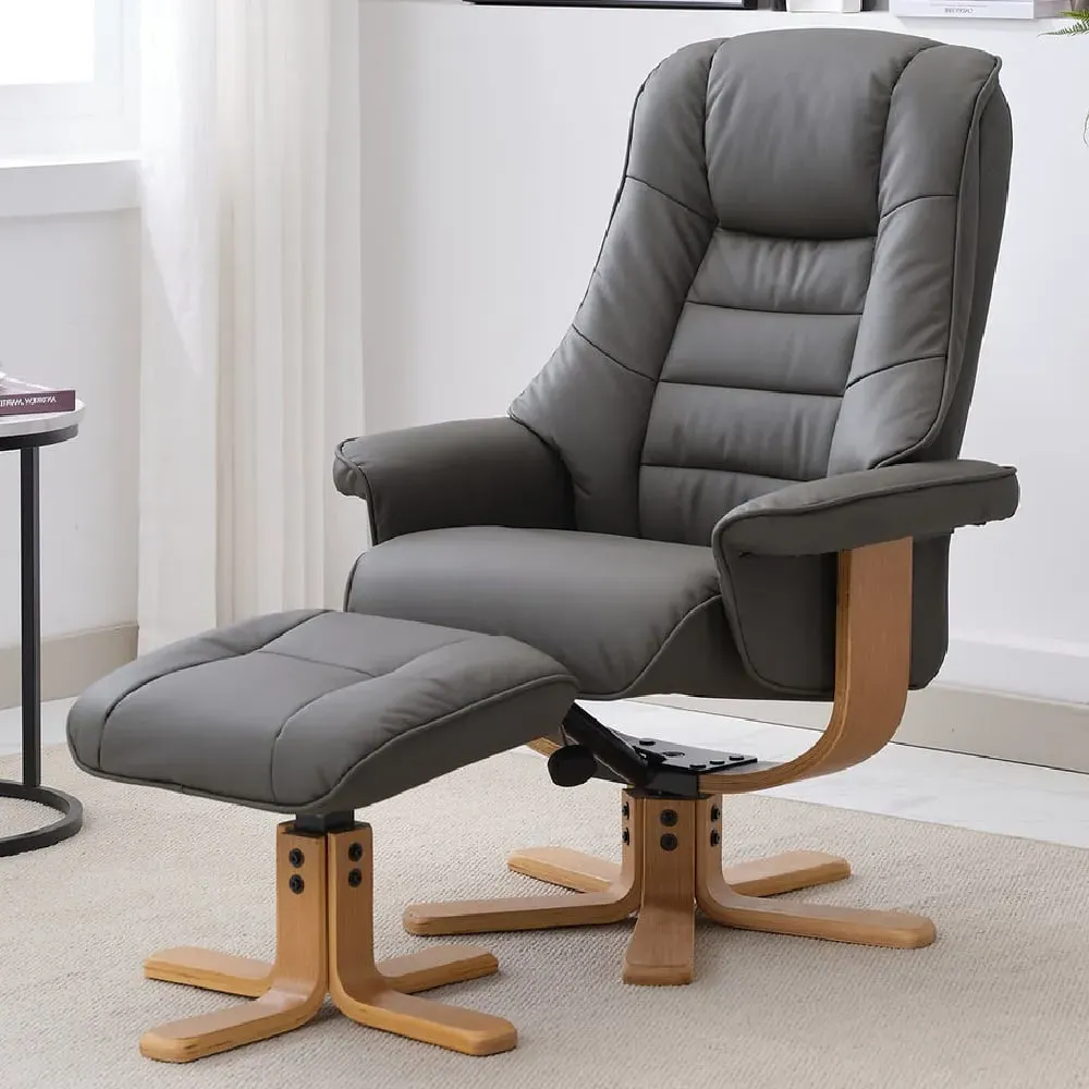 Seneca Reclining Chair with Stool - Chinder, Leather