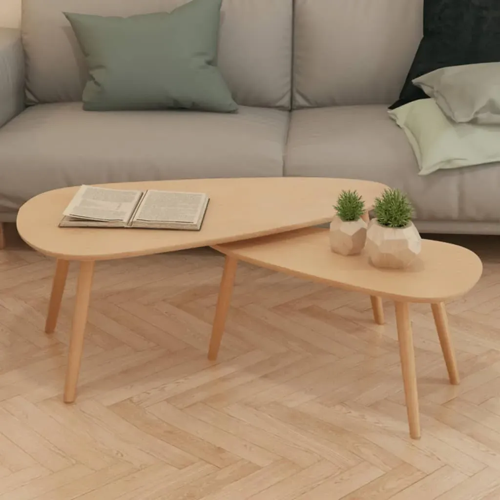 Senen Set of 2 Coffee Tables - Brown, Pinewood