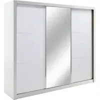 Senoia 3 Door Mirrored Wardrobe with LED - White