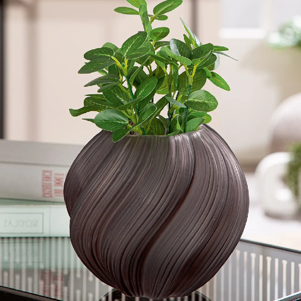 Senoia Glass Fluted Vase - Dark Brown product
