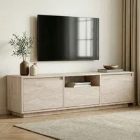 Sentinel 3-Door TV Stand - Travertine Marble Effect alternate view