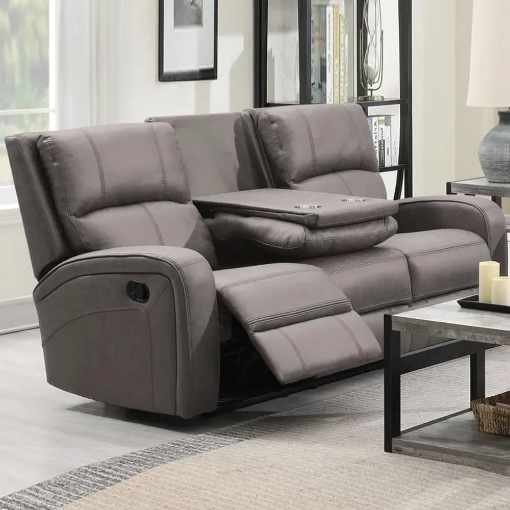 Seoul 3-Seater Recliner Sofa - Taupe, Fabric