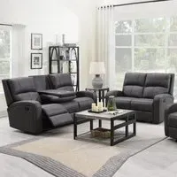 Seoul 3+2 Seater Recliner Sofa Set - Grey, Fabric