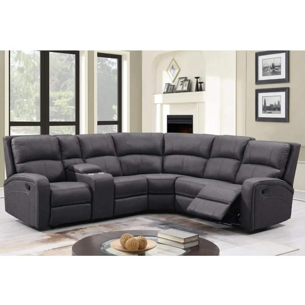 Seoul Corner Recliner Sofa Suite - Grey, Fabric