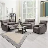 Seoul Recliner Sofa Suite with Console - Taupe, Fabric