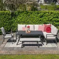 Seraglio Left Corner Lounge Dining Set - Carbon Black