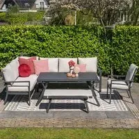 Seraglio Right Corner Lounge Dining Set - Carbon Black