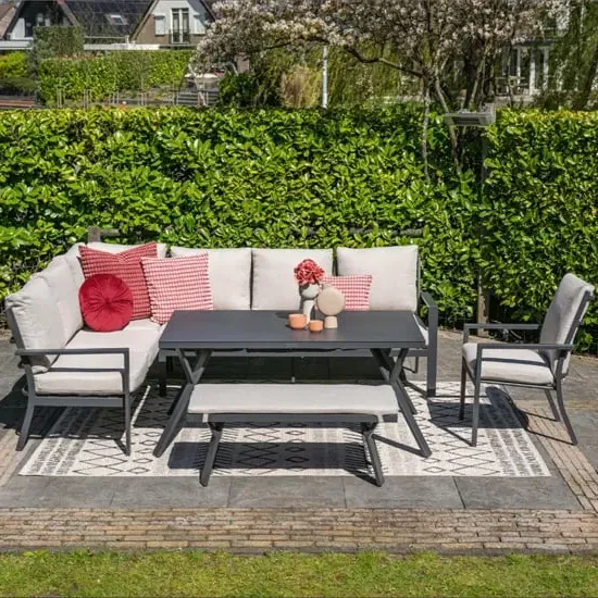 Seraglio Right Corner Lounge Dining Set - Carbon Black