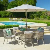 Seras 6-Seater Garden Dining Set with Parasol - Oak