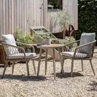 Seras Rattan Round Bistro Set - Grey Oak