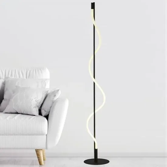 Serpent LED Opal Snaked Floor Lamp - Matt Black
