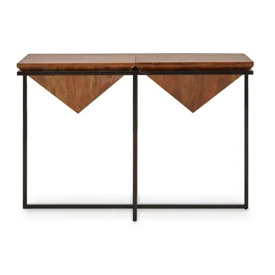 Serra Pyramid Shape Console Table - Acacia, Iron product