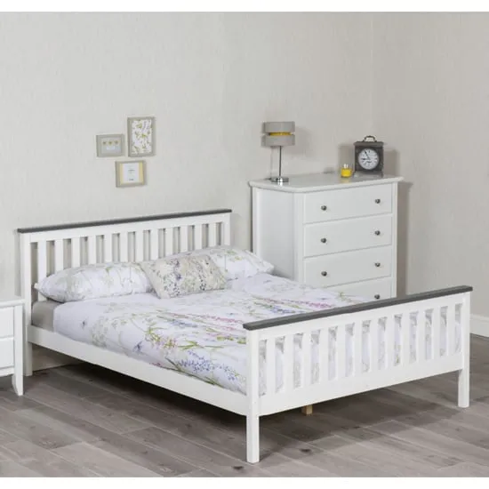 Setae Small Double Bed Frame - White, Pine